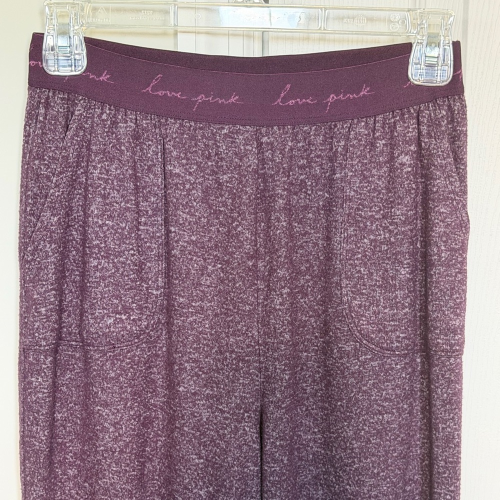 PINK Victorias Secret Cozy Jogger Sleep Pants w/ Pockets Heathered Purple Small - Picture 6 of 16